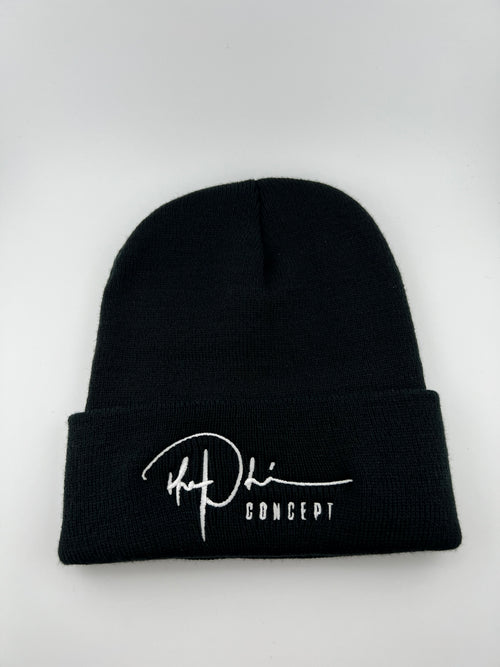 Black The Phi Concept Embroidered Cuffed Beanie - The Phi Concept